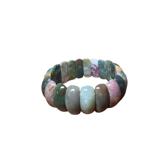 Agate Bloodstone Power Bead Bracelet – Natural Stone Stretch - Picture 9 of 9